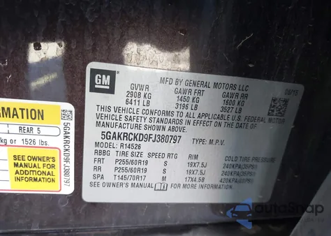 2015 Buick Enclave Premium z USA, uszkodzony, nr VIN 5GAKRCKD9FJ380797